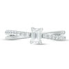 Thumbnail Image 3 of 0.70 CT. T.W. Emerald-Cut Diamond Orbit Engagement Ring in 14K White Gold