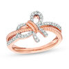 Thumbnail Image 0 of 0.18 CT. T.W. Diamond Bow Ring in 10K Rose Gold