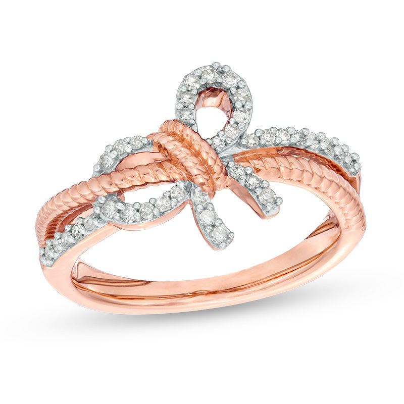 0.18 CT. T.W. Diamond Bow Ring in 10K Rose Gold