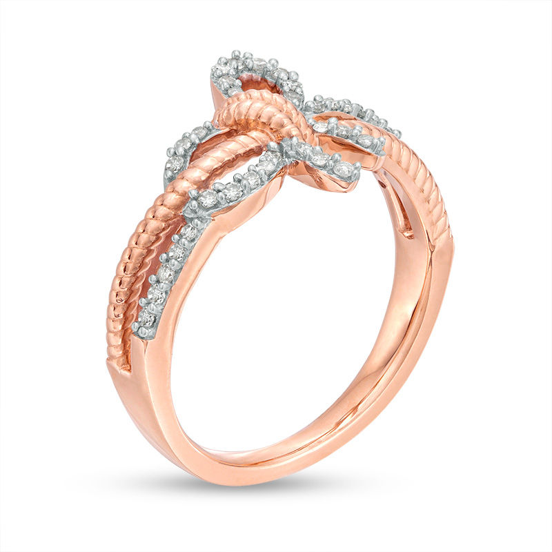 0.18 CT. T.W. Diamond Bow Ring in 10K Rose Gold