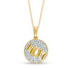 Thumbnail Image 0 of 0.085 CT. T.W. Diamond "MOM" Outline Pendant in 10K Gold