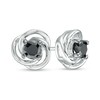 Thumbnail Image 1 of 0.45 CT. T.W. Black Diamond Solitaire Love Knot Stud Earrings in 10K White Gold