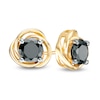 Thumbnail Image 0 of 0.95 CT. T.W. Black Diamond Solitaire Love Knot Stud Earrings in 10K Gold
