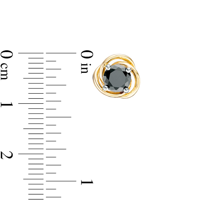 0.95 CT. T.W. Black Diamond Solitaire Love Knot Stud Earrings in 10K Gold