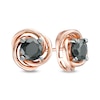 Thumbnail Image 0 of 0.95 CT. T.W. Black Diamond Solitaire Love Knot Stud Earrings in 10K Rose Gold