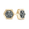 Thumbnail Image 0 of 0.95 CT. T.W. Black Diamond Solitaire Hexagon Stud Earrings in 10K Gold