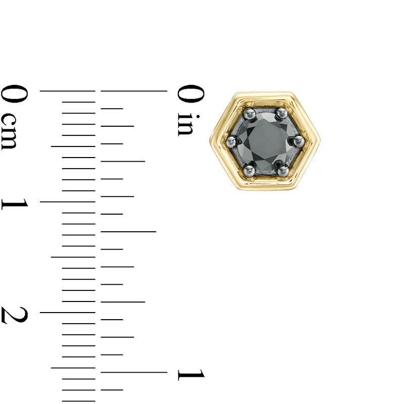 0.95 CT. T.W. Black Diamond Solitaire Hexagon Stud Earrings in 10K Gold