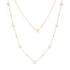 Thumbnail Image 0 of IMPERIAL® 6.0-6.5mm Cultured Freshwater Pearl and Diamond-Cut Bead Station Necklace in 14K Gold