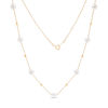 Thumbnail Image 1 of IMPERIAL® 6.0-6.5mm Freshwater Cultured Pearl and Diamond-Cut Bead Station Necklace in 14K Gold