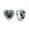 Thumbnail Image 0 of 0.95 CT. T.W. Black Diamond Solitaire Heart Stud Earrings in 10K White Gold
