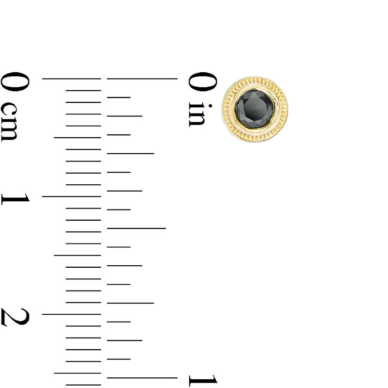Main Image 3 of 0.23 CT. T.W. Black Diamond Bezel-Set Solitaire Vintage-Style Stud Earrings in 10K Gold