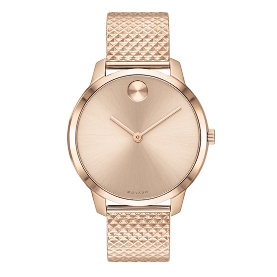 Ladies' Movado Bold® Rose-Tone IP Mesh Watch with Rose-Tone Dial (Model: 3600596)