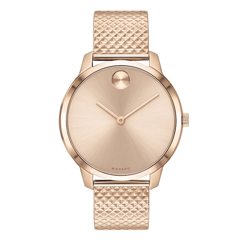 Ladies' Movado Bold® Rose-Tone IP Mesh Watch with Rose-Tone Dial (Model: 3600596)|Peoples Jewellers