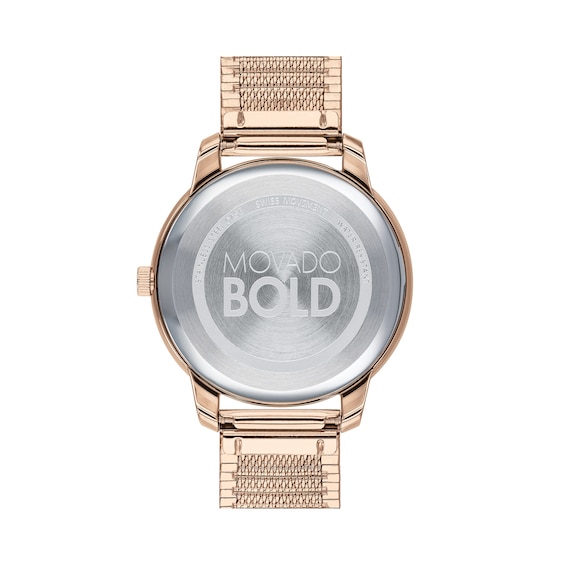 Ladies' Movado Bold® Rose-Tone IP Mesh Watch with Rose-Tone Dial (Model: 3600596)