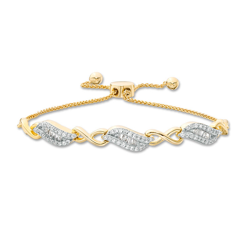 0.58 CT. T.W. Diamond Alternating Infinity Bolo Bracelet in 10K Gold - 9.5"|Peoples Jewellers
