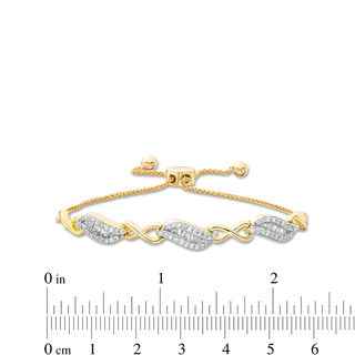 0.58 CT. T.W. Diamond Alternating Infinity Bolo Bracelet in 10K Gold - 9.5"