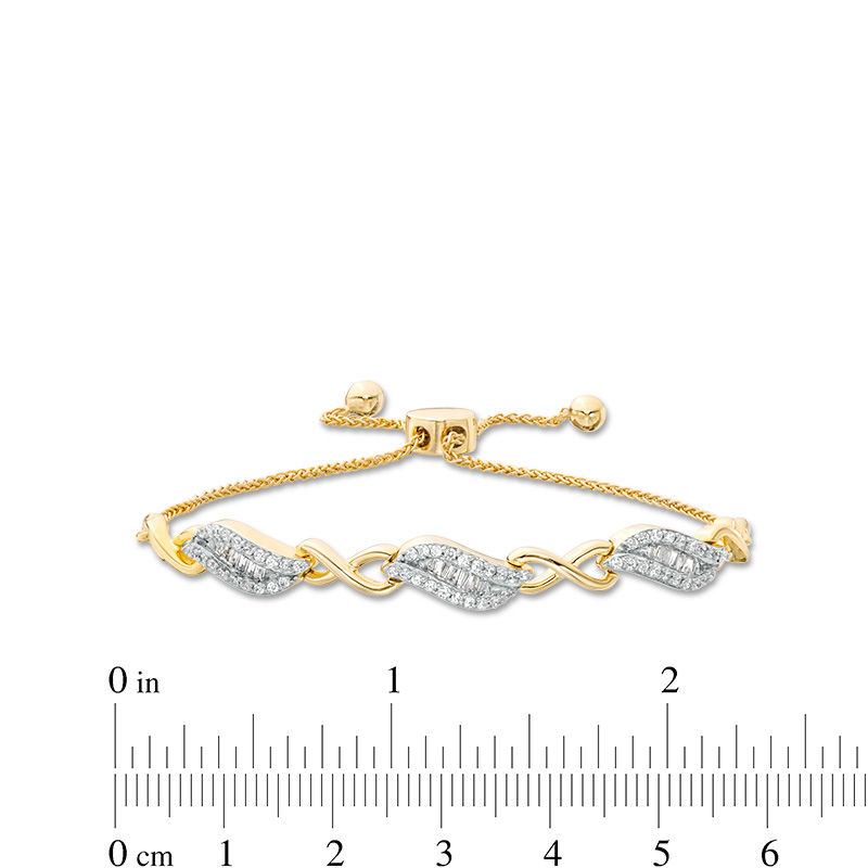 0.58 CT. T.W. Diamond Alternating Infinity Bolo Bracelet in 10K Gold - 9.5"|Peoples Jewellers