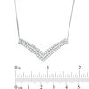 Thumbnail Image 2 of 0.95 CT. T.W. Baguette and Round Diamond Multi-Row Chevron Necklace in 10K White Gold