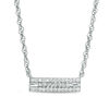 Thumbnail Image 0 of 0.115 CT. T.W. Baguette and Round Diamond Bar Necklace in Sterling Silver - 17.5"