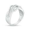 Thumbnail Image 2 of 0.23 CT. T.W. Diamond and Bead Crossover Ring in 10K White Gold