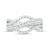 Thumbnail Image 3 of 0.23 CT. T.W. Diamond and Bead Crossover Ring in 10K White Gold