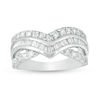 Thumbnail Image 0 of 0.95 CT. T.W. Diamond Double Row Chevron Ring in 10K White Gold