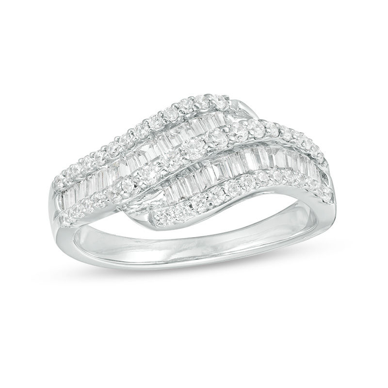 0.69 CT. T.W. Diamond Wave Ring in 10K White Gold|Peoples Jewellers