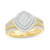 Thumbnail Image 0 of 0.45 CT. T.W. Multi-Diamond Tilted Cushion Frame Multi-Row Ring in 10K Gold