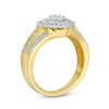 Thumbnail Image 2 of 0.45 CT. T.W. Multi-Diamond Tilted Cushion Frame Multi-Row Ring in 10K Gold