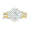 Thumbnail Image 3 of 0.45 CT. T.W. Multi-Diamond Tilted Cushion Frame Multi-Row Ring in 10K Gold