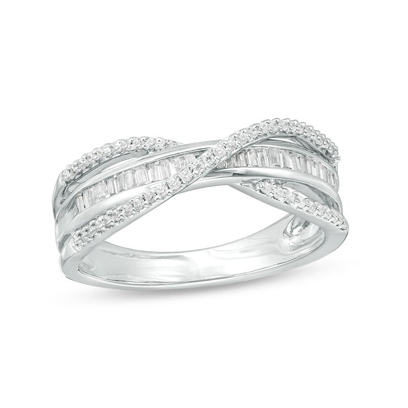 0.37 CT. T.W. Diamond Crossover Ring in 10K White Gold|Peoples Jewellers
