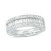 Thumbnail Image 0 of 0.95 CT. T.W. Baguette and Round Diamond Triple-Row Ring in 10K White Gold