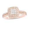 Thumbnail Image 0 of 0.50 CT. T.W. Composite Diamond Double Cushion Frame Engagement Ring in 10K Rose Gold