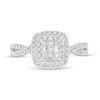 Thumbnail Image 3 of 0.50 CT. T.W. Princess-Cut Composite Diamond Double Cushion Frame Twist Engagement Ring in 10K White Gold
