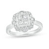 Thumbnail Image 0 of 1.00 CT. T.W. Quad Princess-Cut Diamond Scallop Frame Engagement Ring in 10K White Gold