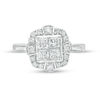 Thumbnail Image 3 of 1.00 CT. T.W. Quad Princess-Cut Diamond Scallop Frame Engagement Ring in 10K White Gold