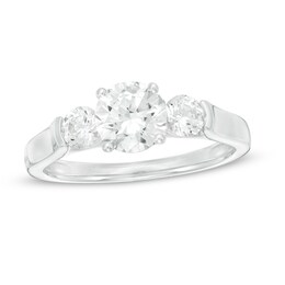 1.50 CT. T.W. Certified Canadian Diamond Three Stone Engagement Ring in 14K White Gold (I/I2)