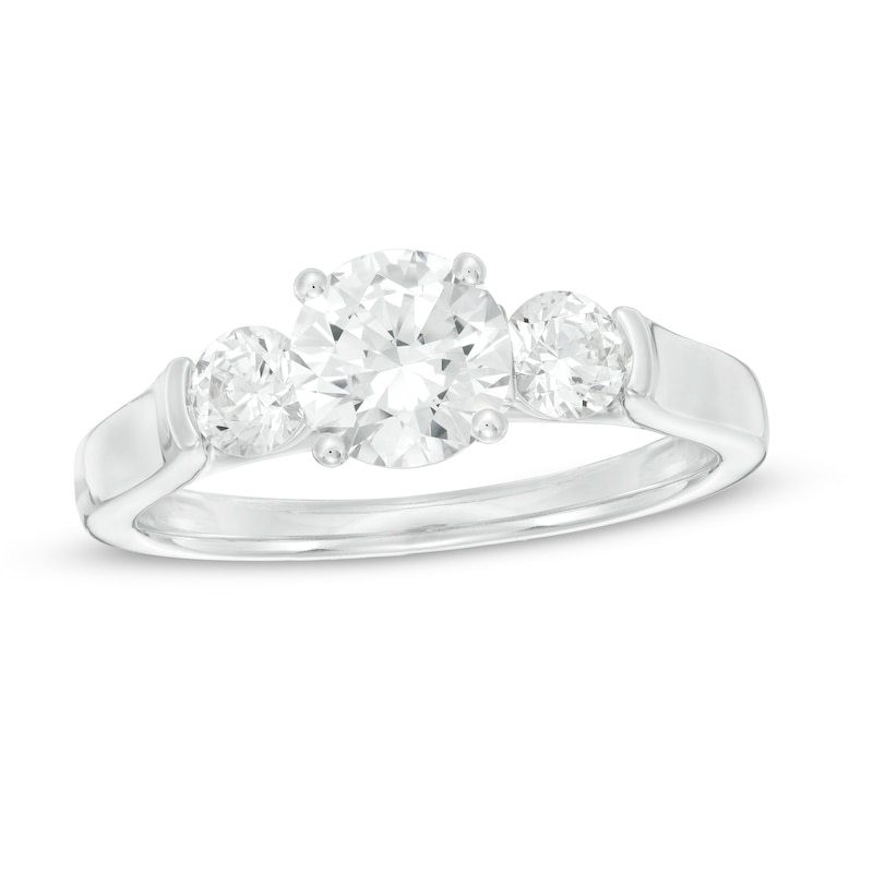 1.50 CT. T.W. Certified Canadian Diamond Three Stone Engagement Ring in 14K White Gold (I/I2)|Peoples Jewellers