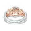 Thumbnail Image 3 of 0.61 CT. T.W. Diamond Past Present Future® Cushion Frame Vintage-Style Bridal Set in 10K Two-Tone Gold