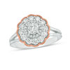 Thumbnail Image 0 of 1.00 CT. T.W. Diamond Double Scallop Frame Vintage-Style Engagement Ring in 10K Two-Tone Gold