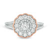 Thumbnail Image 3 of 1.00 CT. T.W. Diamond Double Scallop Frame Vintage-Style Engagement Ring in 10K Two-Tone Gold