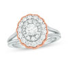 Thumbnail Image 0 of 1.00 CT. T.W. Diamond Double Oval Scallop Frame Vintage-Style Engagement Ring in 10K Two-Tone Gold