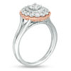 Thumbnail Image 2 of 1.00 CT. T.W. Diamond Double Oval Scallop Frame Vintage-Style Engagement Ring in 10K Two-Tone Gold