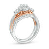 Thumbnail Image 2 of 0.61 CT. T.W. Diamond Past Present Future® Frame Vintage-Style Bridal Set in 10K Two-Tone Gold