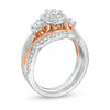 Thumbnail Image 3 of 0.61 CT. T.W. Diamond Past Present Future® Frame Vintage-Style Bridal Set in 10K Two-Tone Gold