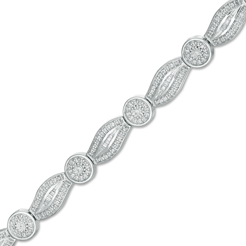 0.95 CT. T.W. Diamond Frame Link Bracelet in Sterling Silver - 7.5"|Peoples Jewellers