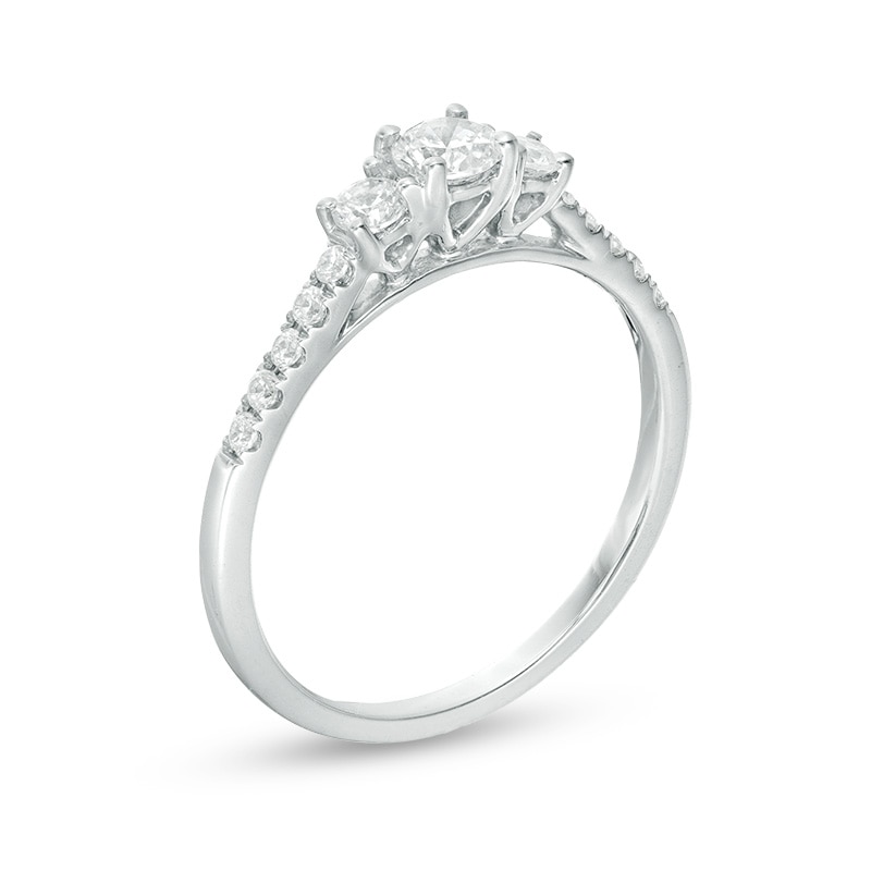 0.50 CT. T.W. Diamond Past Present Future® Engagement Ring 10K White Gold