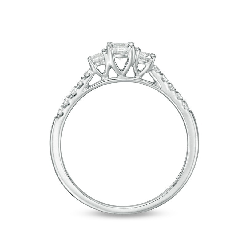 0.50 CT. T.W. Diamond Past Present Future® Engagement Ring 10K White Gold