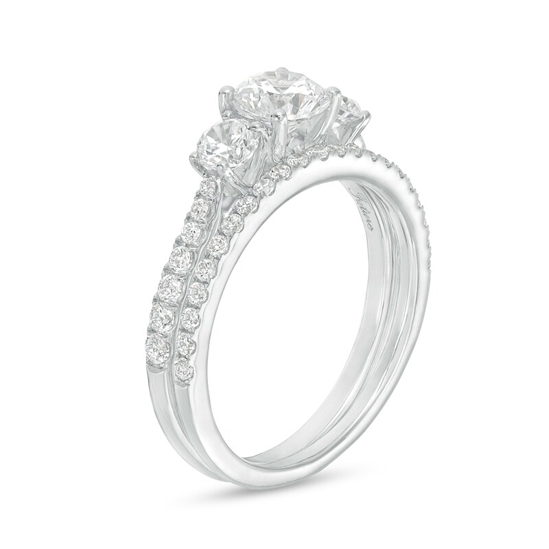 Main Image 3 of 1.50 CT. T.W. Diamond Past Present Future® Bridal Set in 14K White Gold