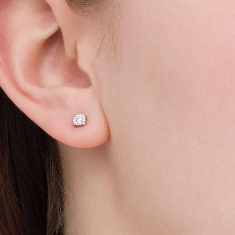 0.18 CT. T.W. Diamond Solitaire Stud Earrings in 10K White Gold